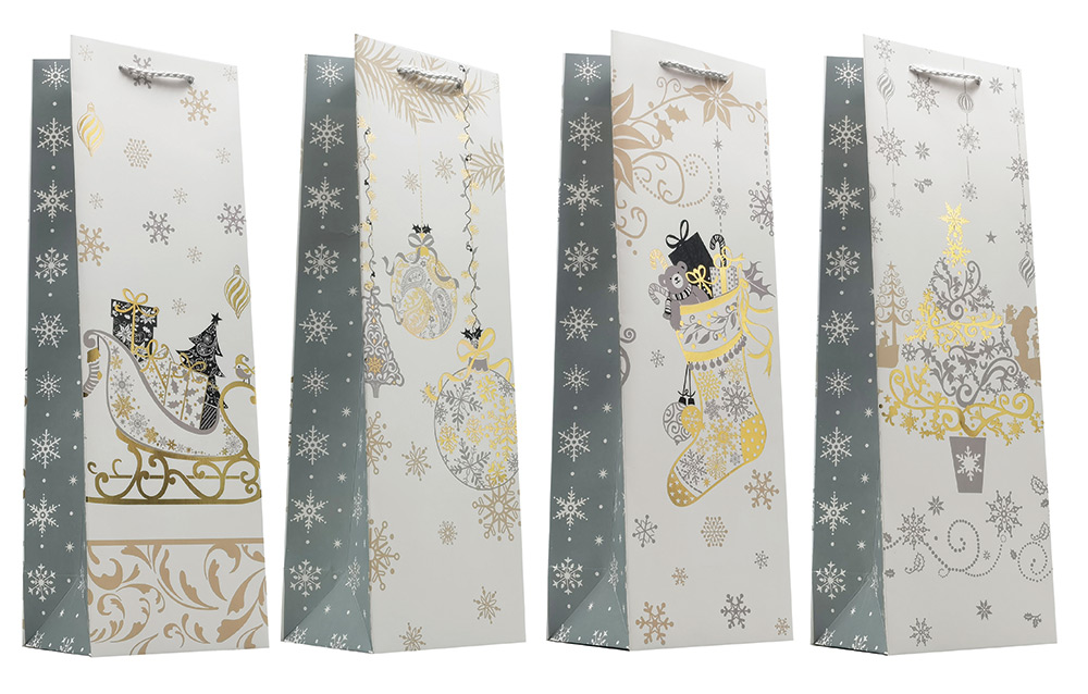 244993-EC Vrećica boca exclusive Božić hot stamp folija 12x36x9 71655 P12/240