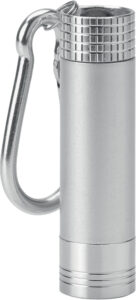 Lampa baterijska ABS mini s karabinom, s led svjetlom za ugravirani logo srebrna