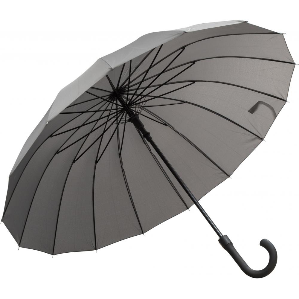 245203-EC Kišobran Astar Black 16-panelni  sivi PVC drška, aut. P12/48