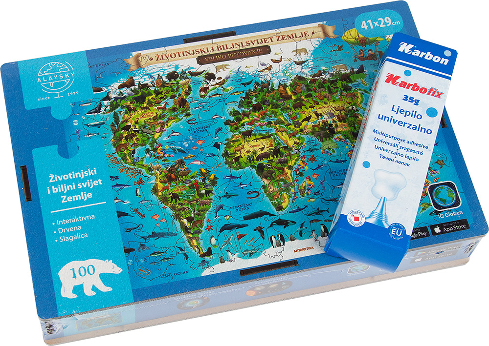 245410-EC Igra drvene puzzle ALAYSKY Flora&Fauna IQ App + GRATIS univ.ljepilo KARBON P16