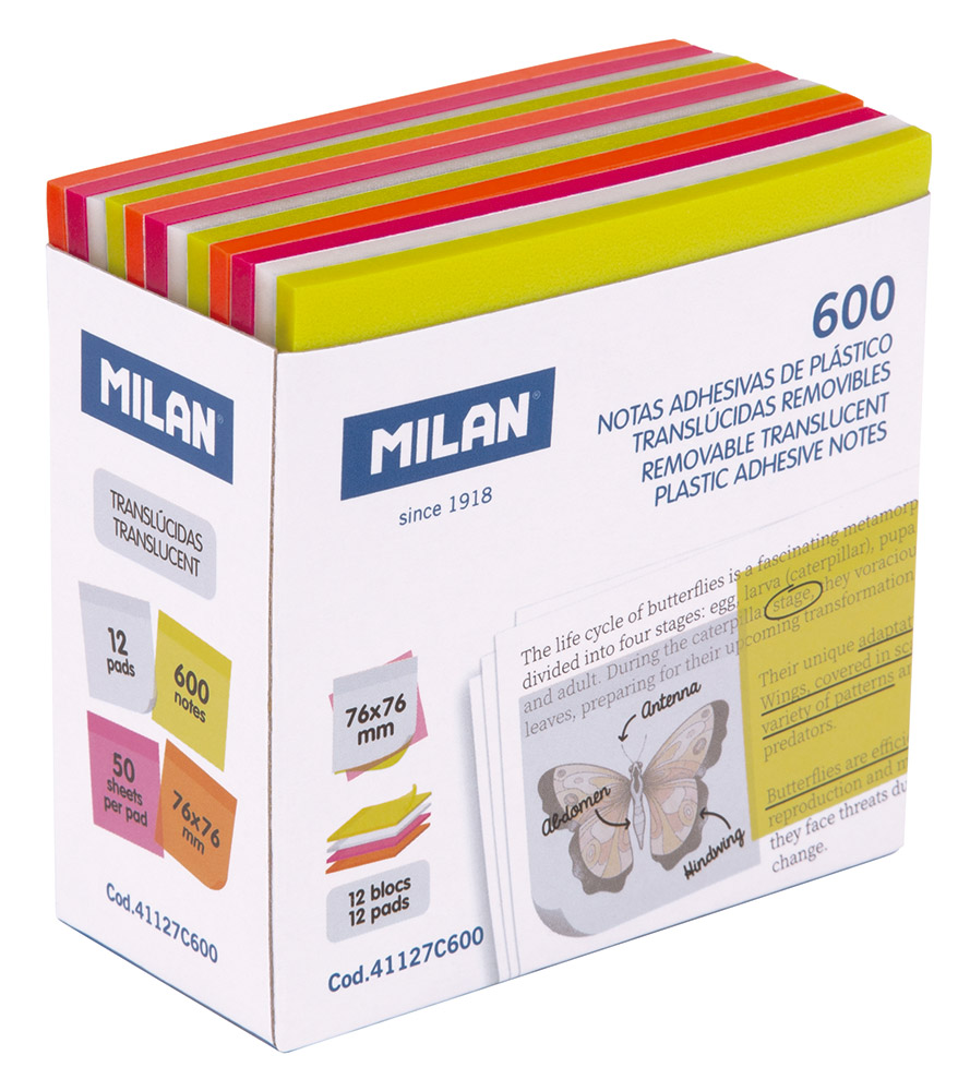 245894-EC Blok samolj.kocka 76x76 Fluo prozirni 4 boje 600L MILAN P12/48