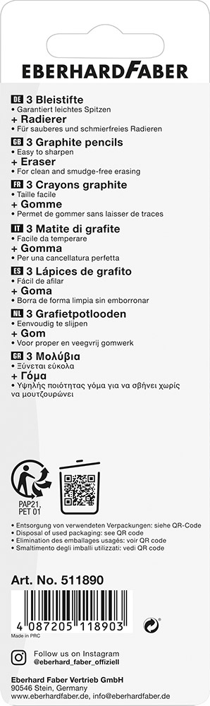 246290-EC Set ol.graf. x3HB + gumica neon plava EBERHARD FABER bls P10/200