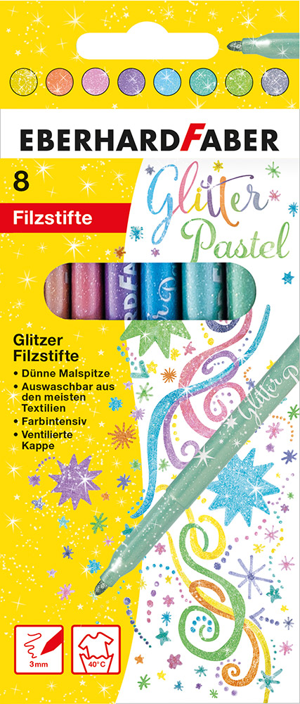246304-EC Flomasteri 8/1 pastelni s gliterima EBERHARD FABER P6/24