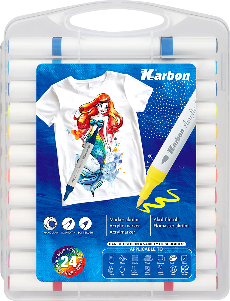 246323-EC Marker akrilni KARBON dvostruki vrh kist/okrugli 24/1 P12/48