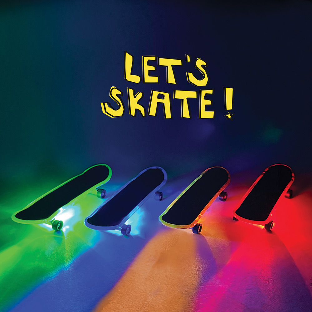 246430-EC Skateboard za prste LED, sort P12/96