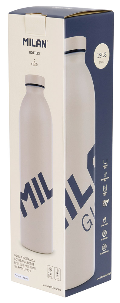 246497-EC Boca za vodu MILAN GIGANTE 946ml, isotermalna, nehrđajući čelik, bež P12