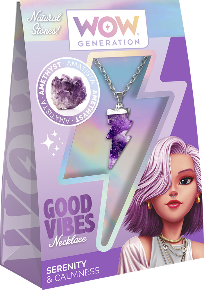 246998-EC Ogrlica s privjeskom od dragog kamena WOW Generation Good Vibes, sort P6/36