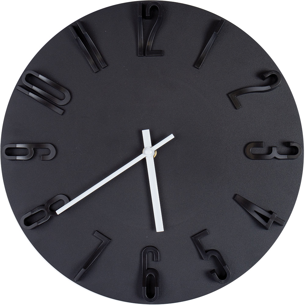 247607-EC Sat zidni Virrat 30 cm crni s 3D brojevima