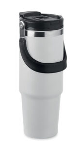 Šalica Suma hand 850ml od recikliranog nehrđajućeg čelika s usnikom, bijelo crna