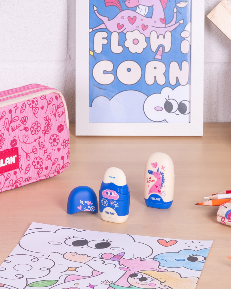 248691-EC Gumica+šiljilo MILAN Capsule Flowicorn plastično s kućištem P16/320