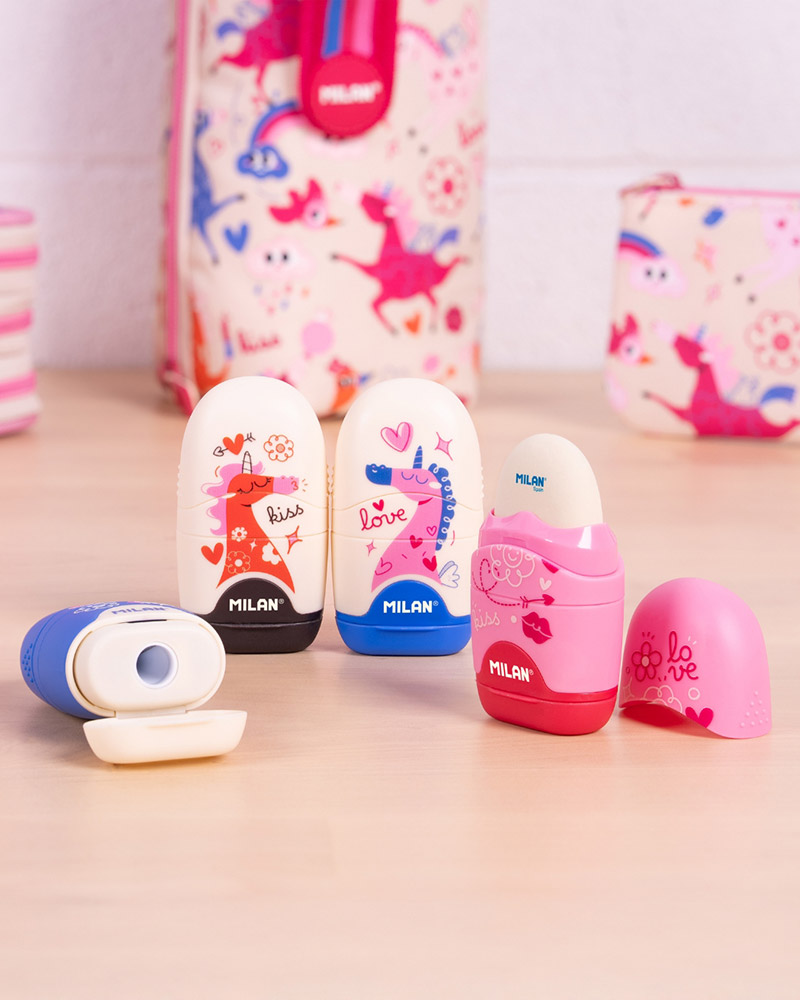 248691-EC Gumica+šiljilo MILAN Capsule Flowicorn plastično s kućištem P16/320