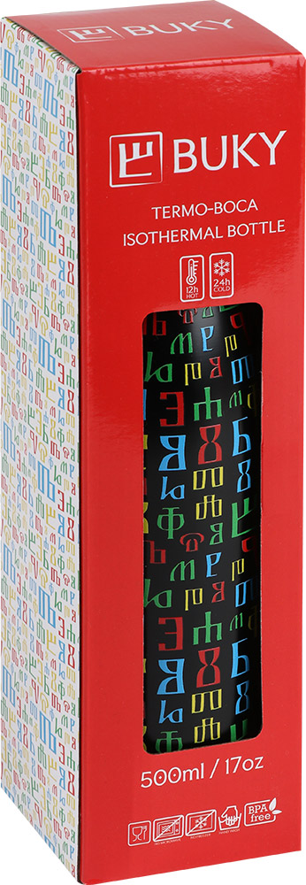 247639-EC Boca za vodu BUKY 500ml, isotermalna, nehrđajući čelik crna P36