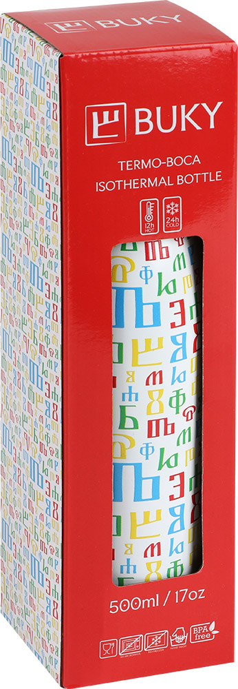 247640-EC Boca za vodu BUKY 500ml, isotermalna, nehrđajući čelik bijela P36