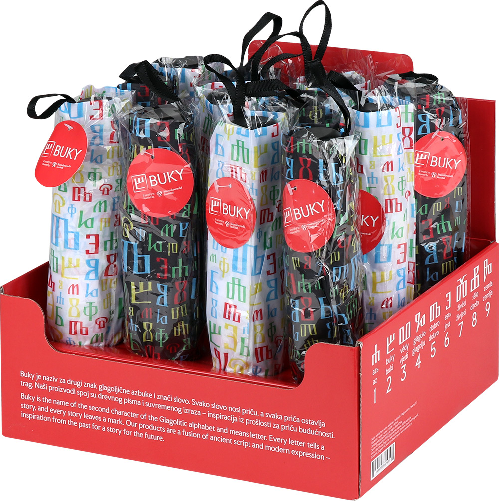 247681-EC Kišobran sklopivi BUKY crni/bijeli P12/24