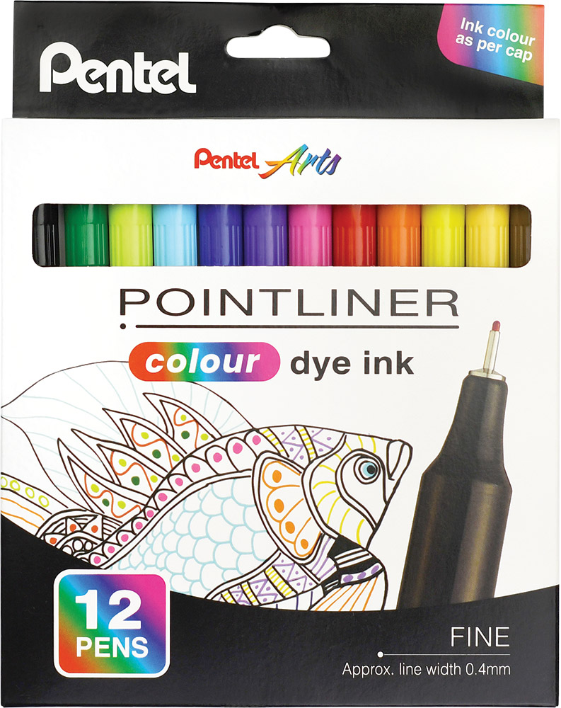 248690-EC Flomaster fineliner PENTEL 0,40 POINTLINER COLOUR S40-12 set 12 boja P12/48