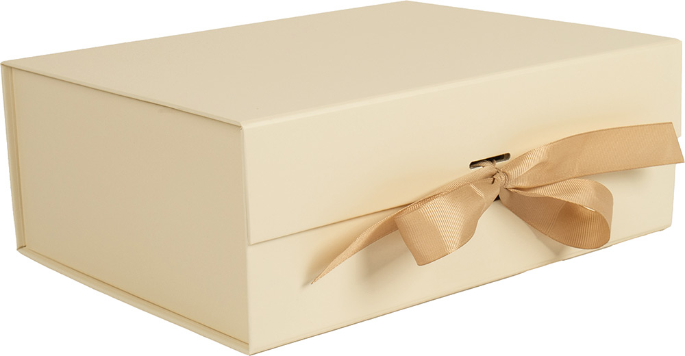 249092-EC Kutija poklon sklopiva karton.magnet. beige s mašnom 29x22x10 cm 775183 P25